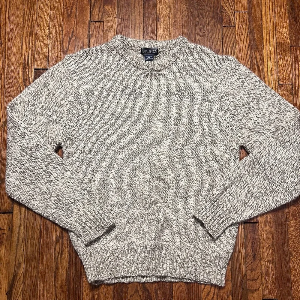 Tarleton Vintage Sweater Size Medium Acrylic Wool Gray Tan Preowned